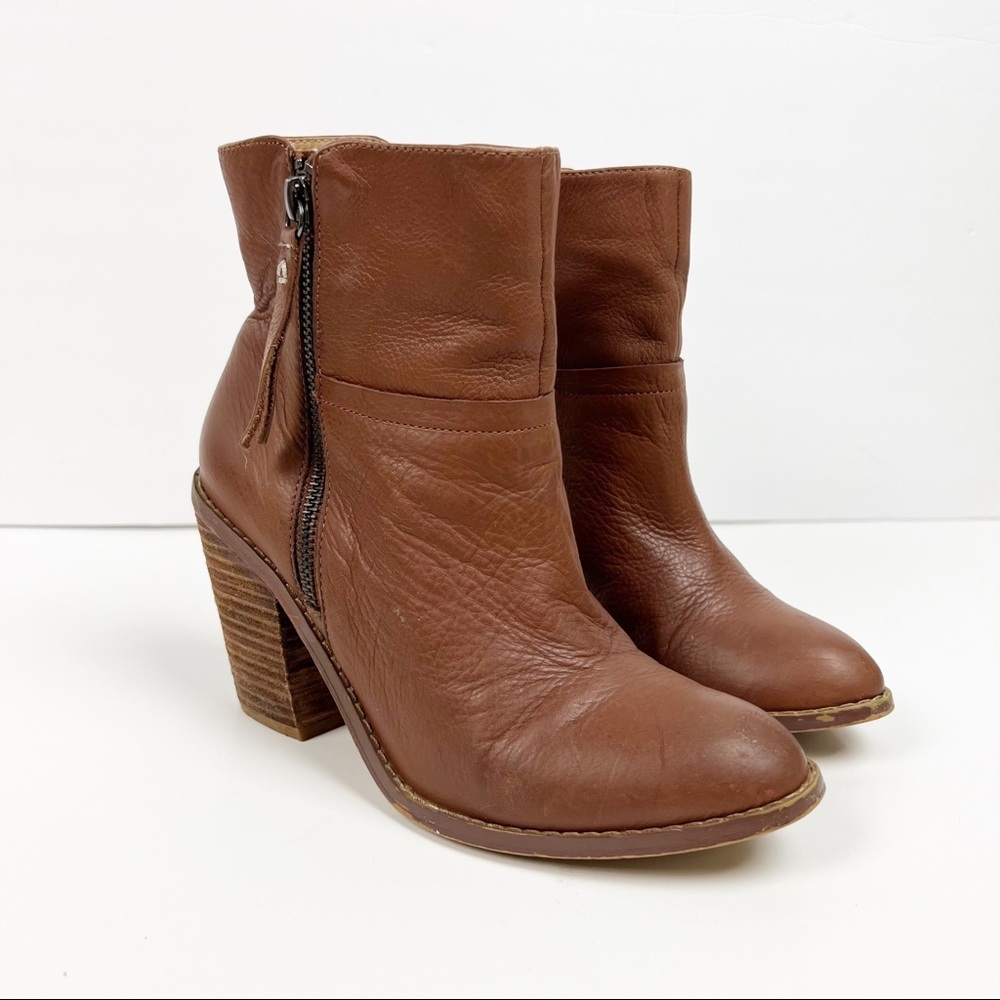 Kelsi Dagger Brooklyn Leather Heeled Double Zip Ankle Women's Boots Size 7